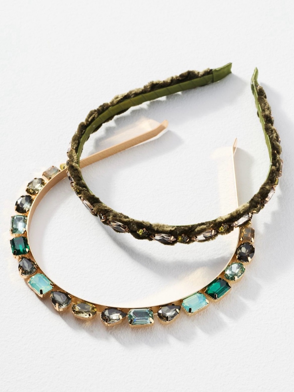 Green Gemstone Headbands Set of 2